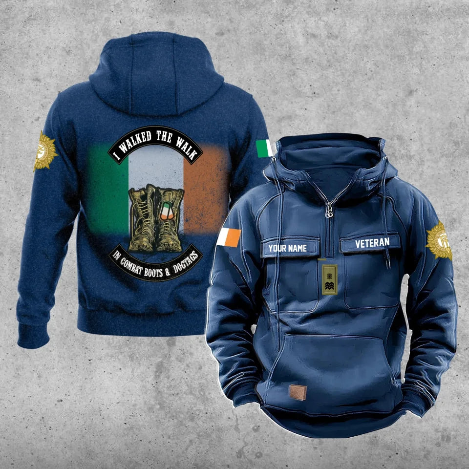 Sweat à capuche vintage personnalisé avec imprimé sur toute la surface du soldat/vétéran irlandais - 17207424