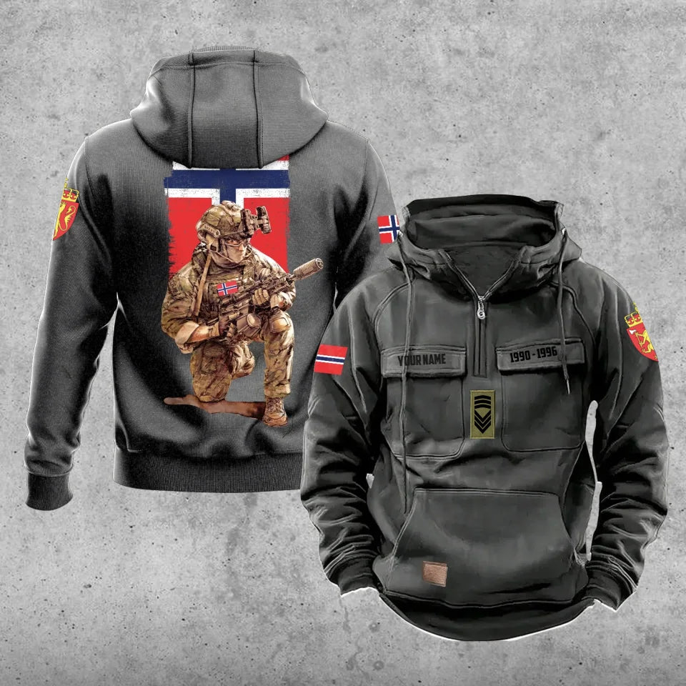 Personalized Norway Soldier/Veteran Vintage Hoodie All Over Printed - 27062401QA