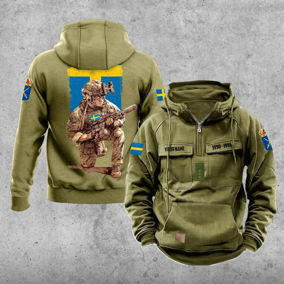 Personalisierter Schweden-Soldat/Veteranen-Vintage-Kapuzenpullover mit Rundum-Aufdruck – 27062401QA