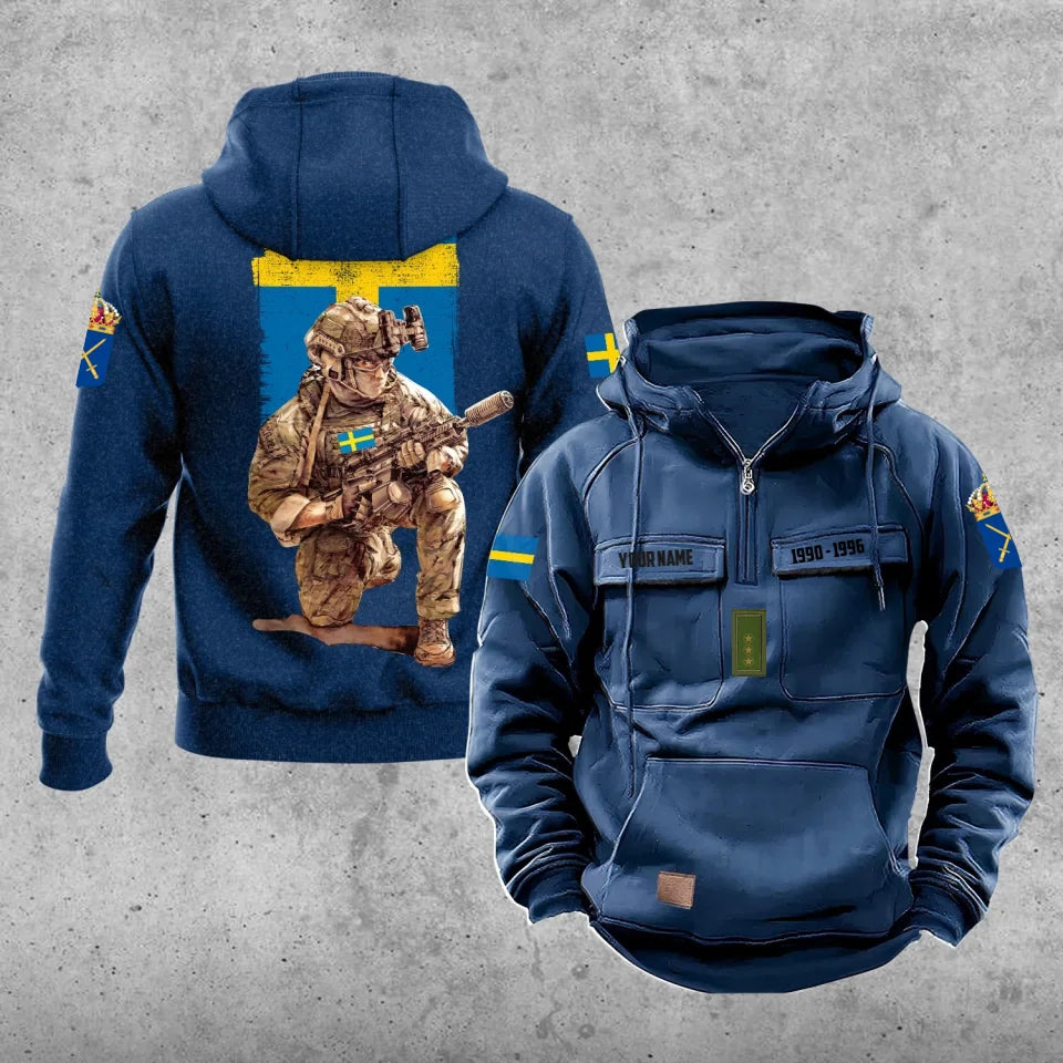 Personalized Sweden Soldier/Veteran Vintage Hoodie All Over Printed - 27062401QA