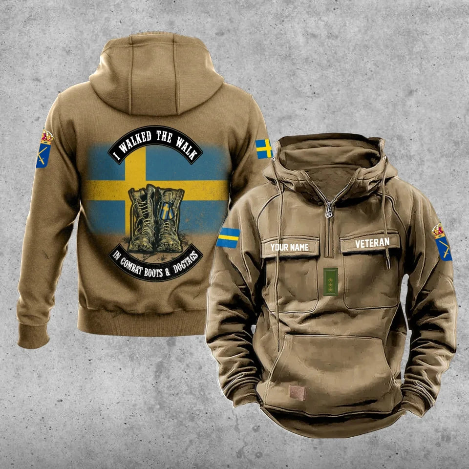 Personalisierter Schweden-Soldat/Veteranen-Vintage-Kapuzenpullover mit Rundum-Aufdruck – 17207424