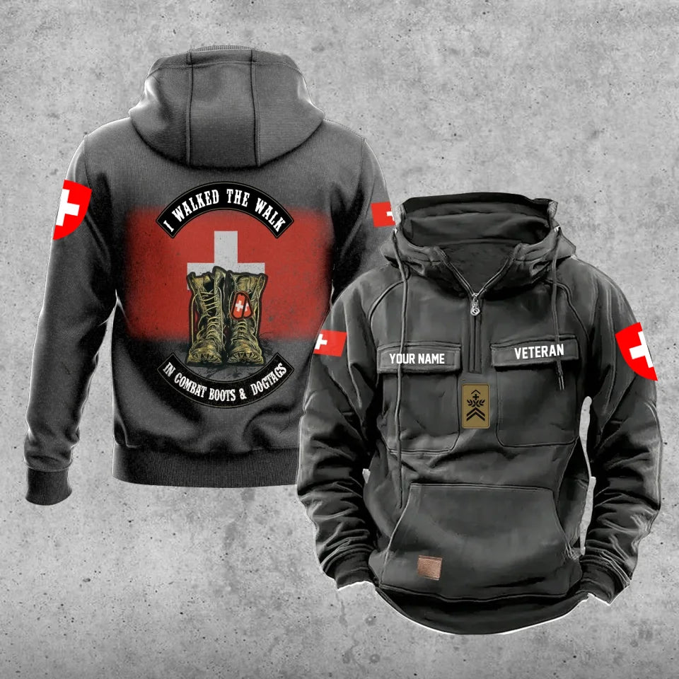 Personalisierter Schweizer Soldat/Veteran Vintage Hoodie All Over Printed - 17207424