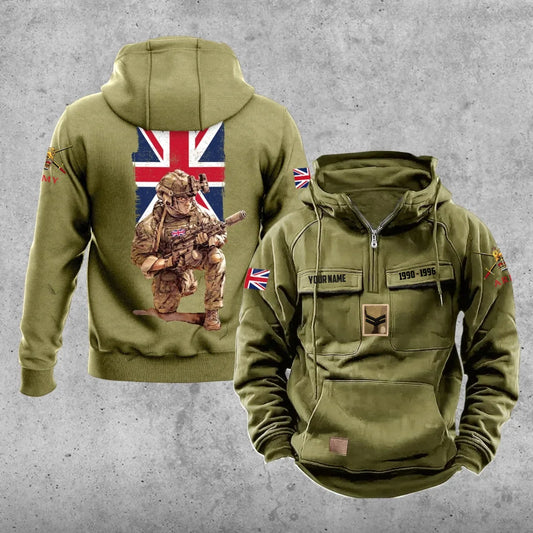 Sweat à capuche vintage personnalisé avec imprimé soldat/vétéran britannique - 27062401QA