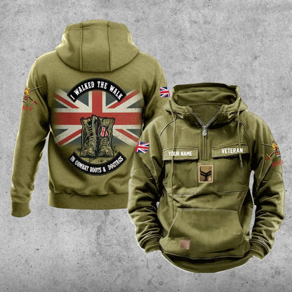 Sweat à capuche vintage personnalisé soldat/vétéran britannique imprimé sur toute la surface - 17207424