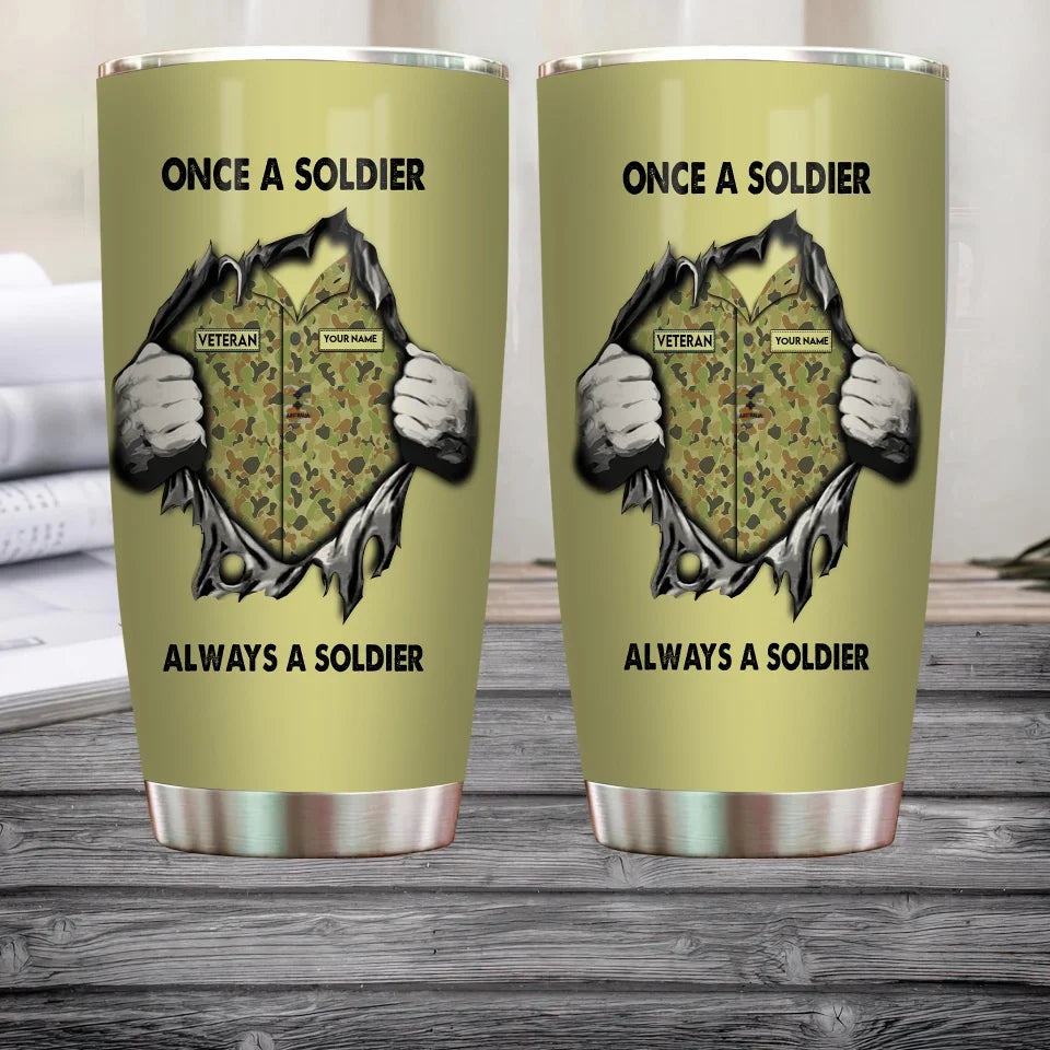 Personalized Australia Veteran/ Soldier With Rank, Name Tumbler - 17220384