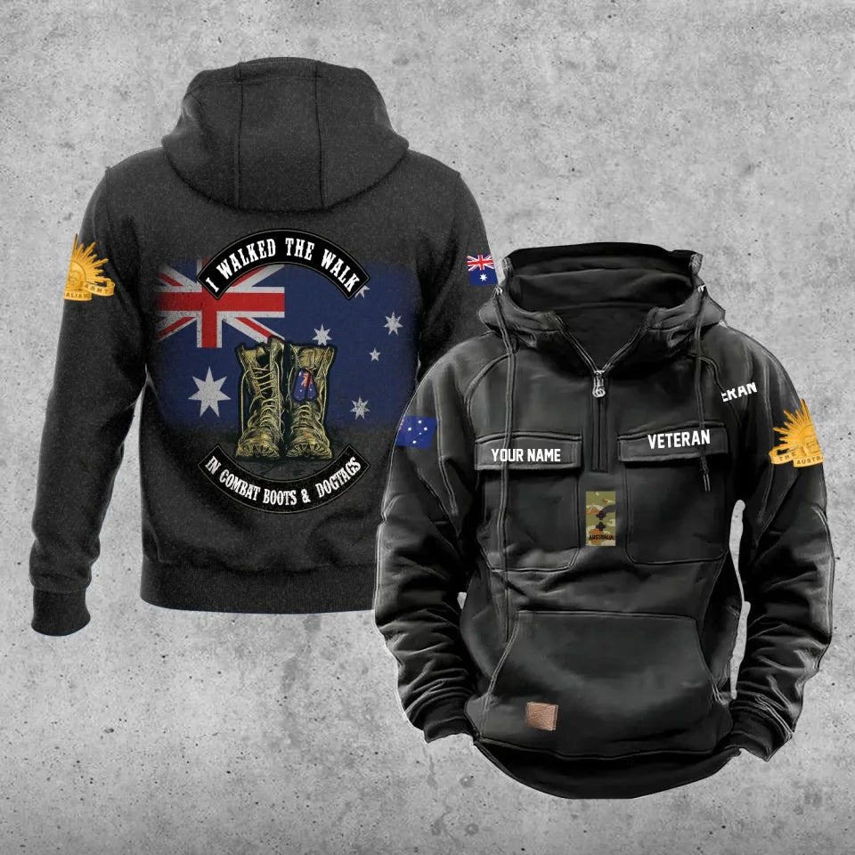 Personalisierter australischer Soldat/Veteran Vintage-Kapuzenpullover mit Rundumdruck - 17207424