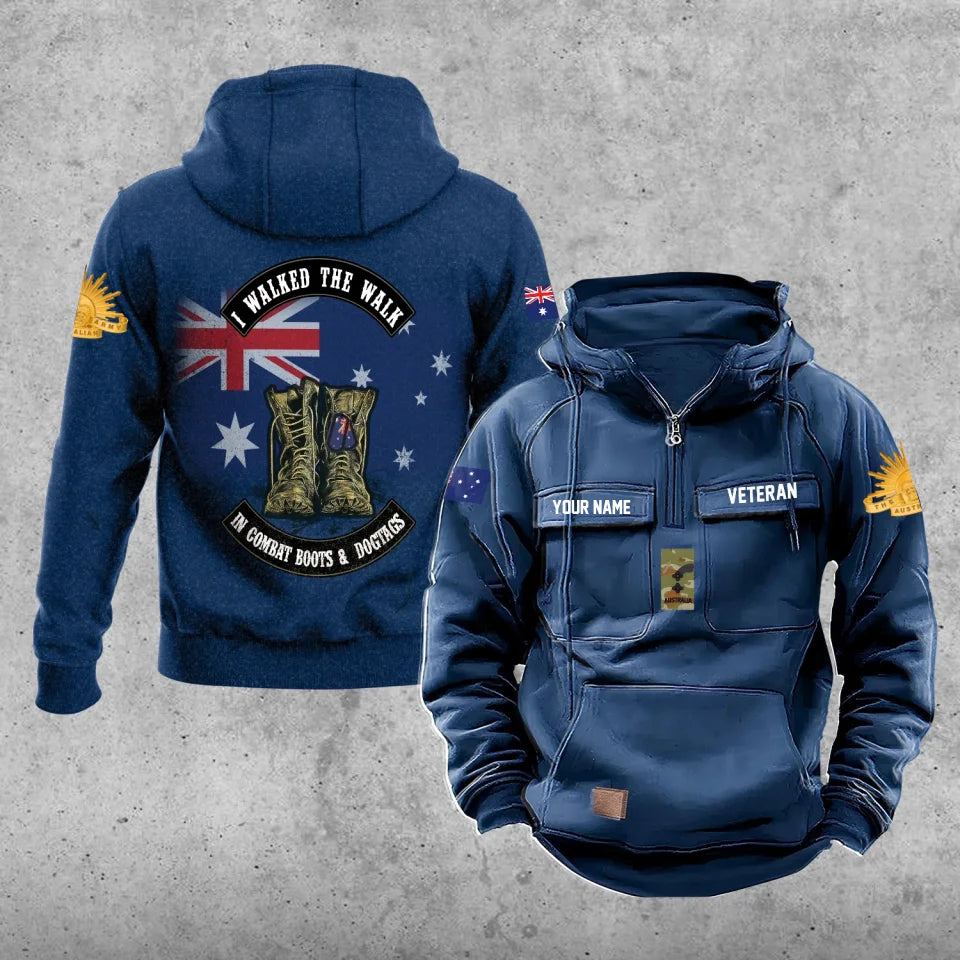 Sweat à capuche vintage personnalisé soldat/vétéran australien imprimé sur toute la surface - 17207424