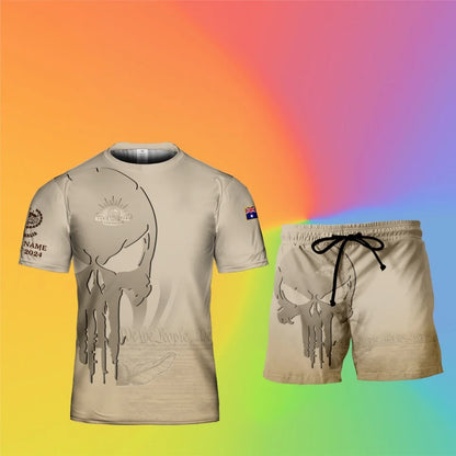 Personalized Australia Soldier/ Veteran Camo With Name, Year And Rank Combo T-Shirt + Short 3D Printed  - 17205696