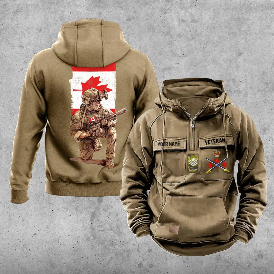 Personalized Canada Soldier/Veteran Vintage Hoodie All Over Printed - 1718928002