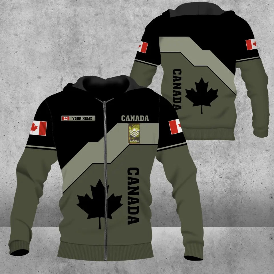 Personalized Canada Solider/ Veteran Camo With Name And Rank Hoodie - 17118432