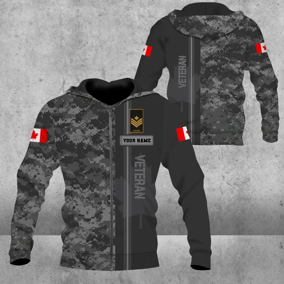 Personalized Canada Solider/ Veteran Camo With Name And Rank Hoodie - 17118432