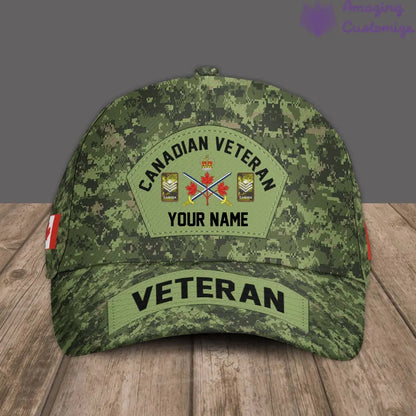 Personalized Rank And Name Canada Soldier/Veterans Camo Baseball Cap - 1717027202