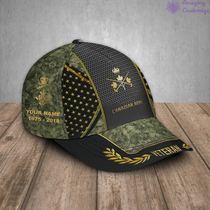 Personalized Rank, Year And Name Canada Soldier/Veterans Camo Baseball Cap - 17163360