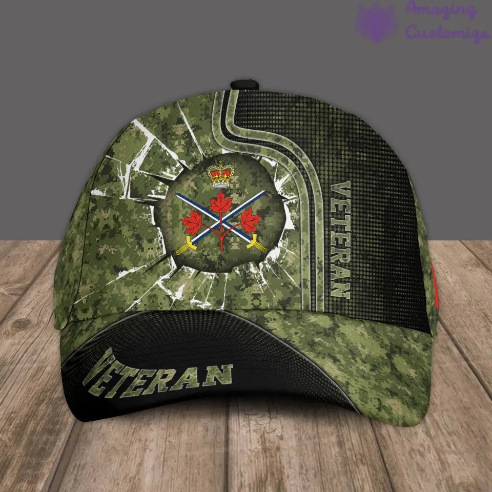 Personalized Rank, Year And Name Canada Soldier/Veterans Camo Baseball Cap - 17170272