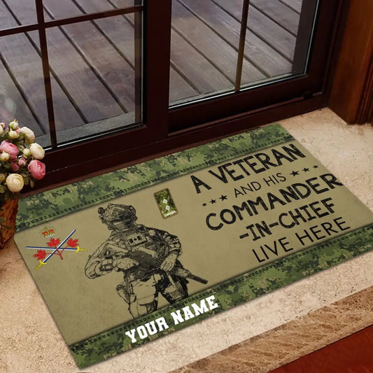 Personalized Canadian Soldier/ Veteran Camo With Name And Rank Doormat 3D Printed - 16916256