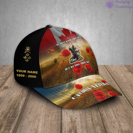 Personalized Rank, Year And Name Canada Soldier/Veterans Baseball Cap - 16866144