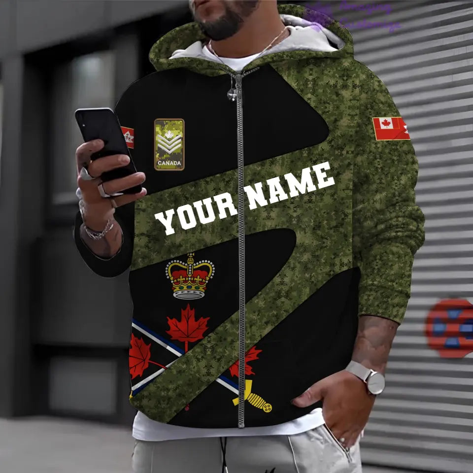 Personalized Canada Soldier/ Veteran Camo With Name And Rank Hoodie 3D Printed - 17065728