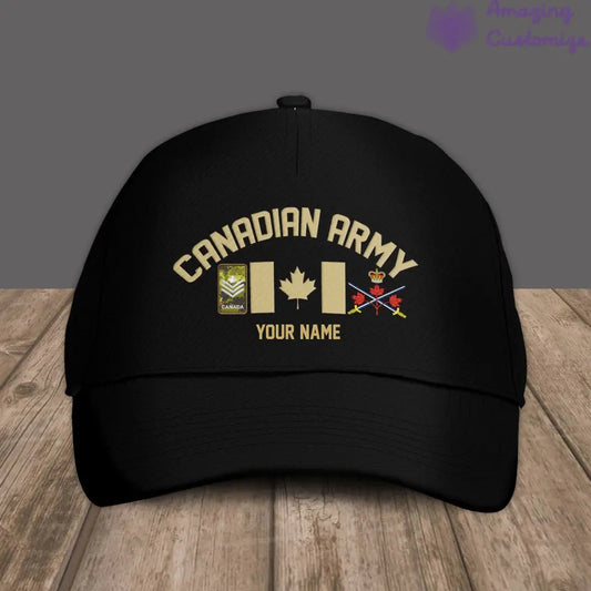 Personalized Rank And Name Canadian Soldier/Veterans Camo Baseball Cap Gold Version - 16892928