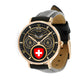 Personalized Swiss Soldier/ Veteran With Name, Rank and Year Black Stitched Leather Watch - 17286660 - Gold Version