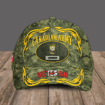 Personalized Rank And Name Canadian Soldier/Veterans Camo Baseball Cap - 16709760