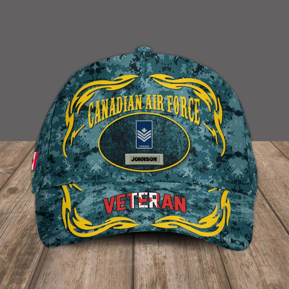 Personalized Rank And Name Canadian Soldier/Veterans Camo Baseball Cap - 16709760