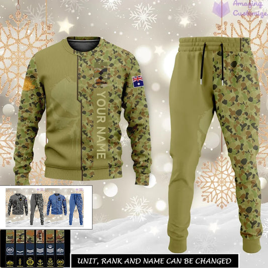 Personalized Australia Soldier/Veteran Camo with Rank And Name Combo Sweater + Jogger - 17152992