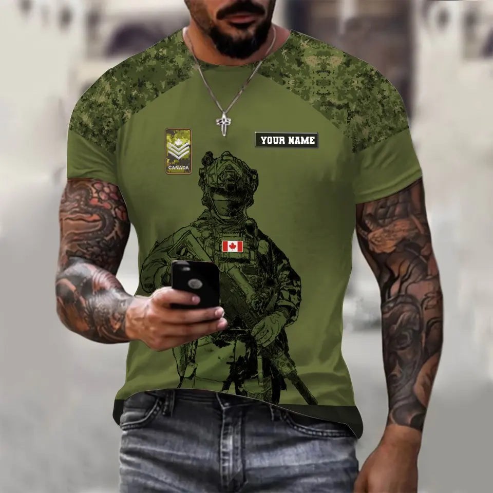 Personalized Canadian Soldier/ Veteran Camo With Name And Rank Hoodie 3D Printed - 17017344