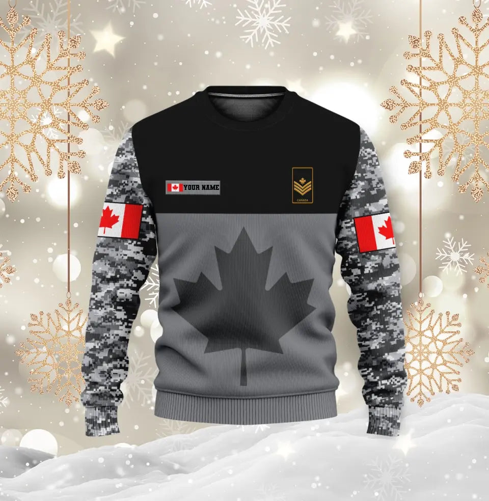 Personalized Canadian Soldier/ Veteran Camo With Name And Rank Hoodie 3D Printed - 17016480