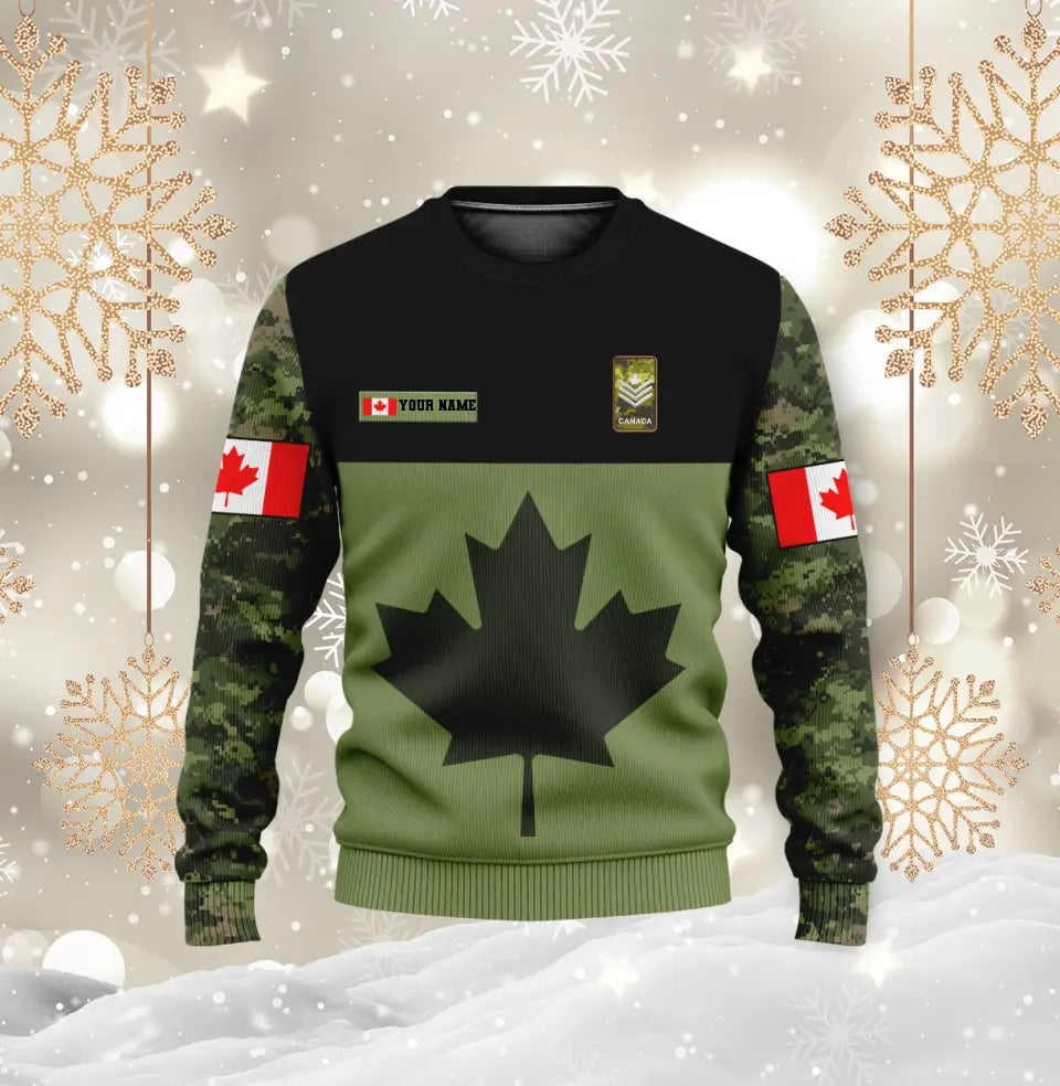 Personalized Canadian Soldier/ Veteran Camo With Name And Rank Hoodie 3D Printed - 17016480