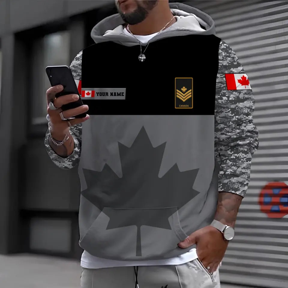 Personalized Canadian Soldier/ Veteran Camo With Name And Rank Hoodie 3D Printed - 17016480