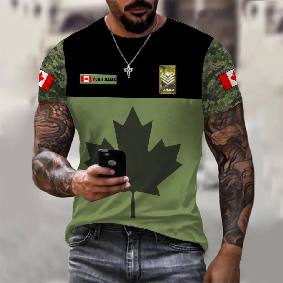 Personalized Canadian Soldier/ Veteran Camo With Name And Rank Hoodie 3D Printed - 17016480