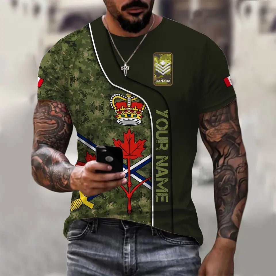 Personalized Canada Soldier/ Veteran Camo With Name And Rank Hoodie 3D Printed - 1699574404