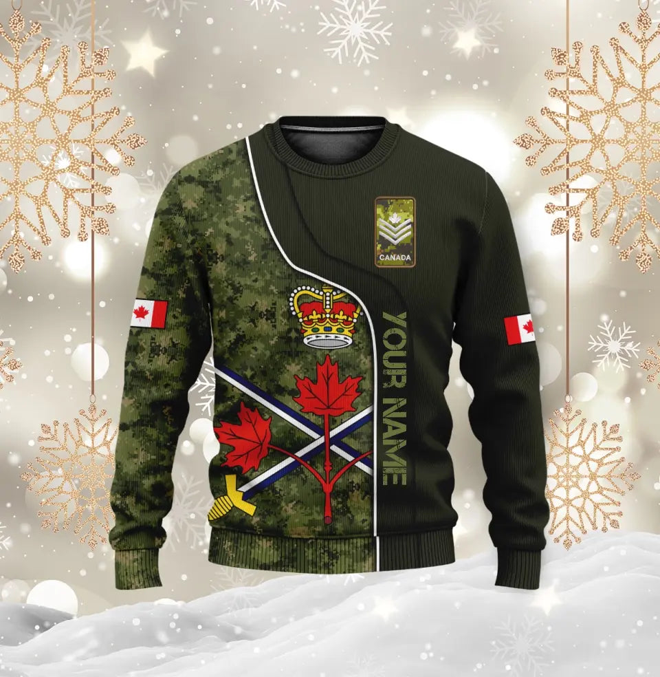 Personalized Canada Soldier/ Veteran Camo With Name And Rank Hoodie 3D Printed - 1699574404