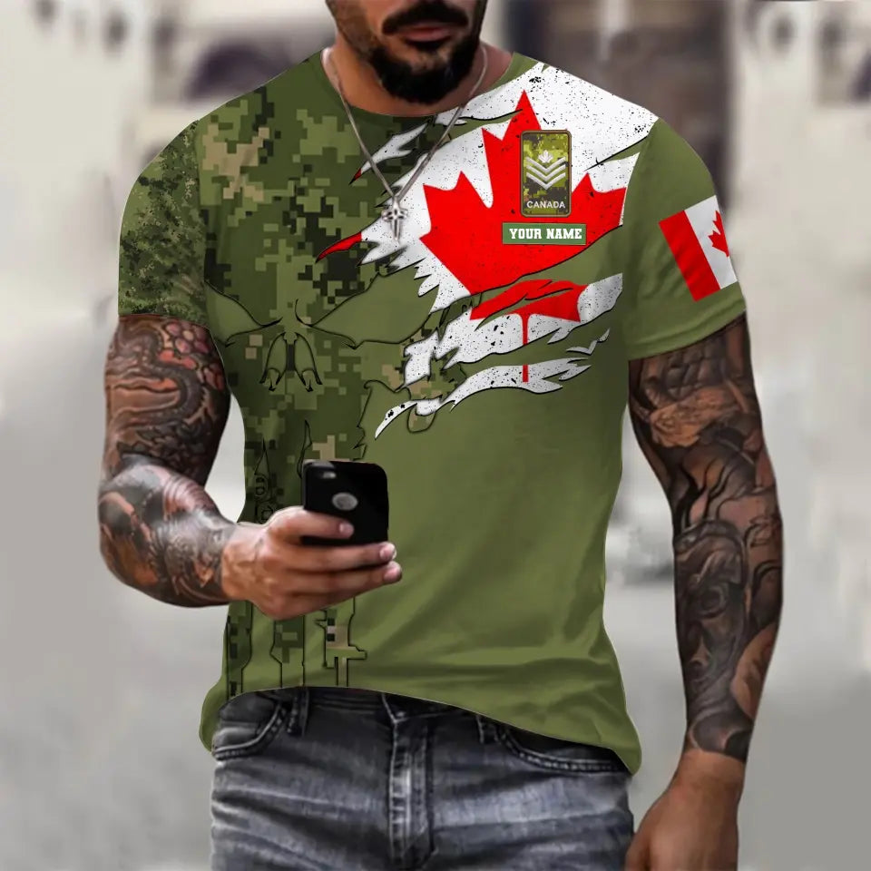 Personalized Canada Soldier/ Veteran Camo With Name And Rank Hoodie 3D Printed - 16995744