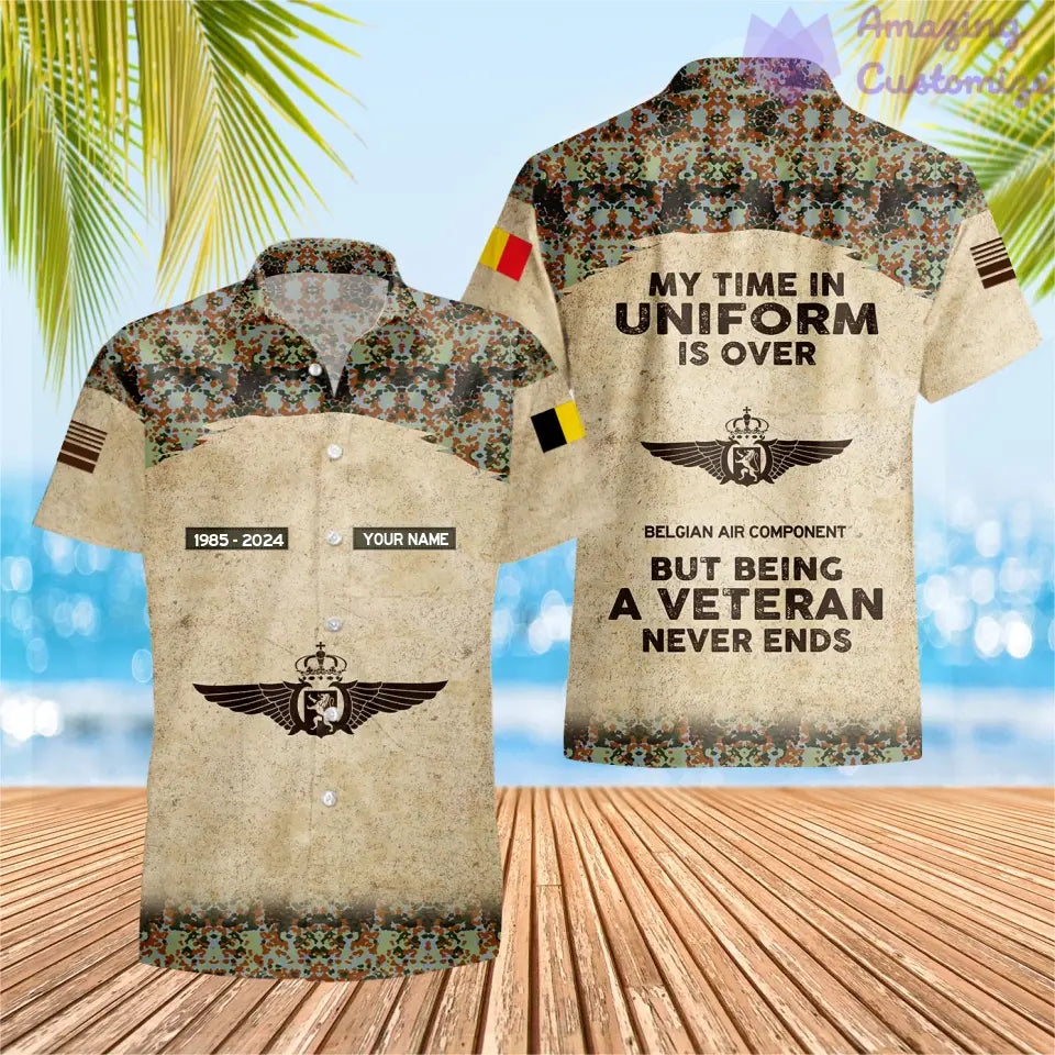 Personalized Belgium Soldier/Veteran Camo with Name, Year and Rank Hawaii Shirt All Over Printed - 17200512