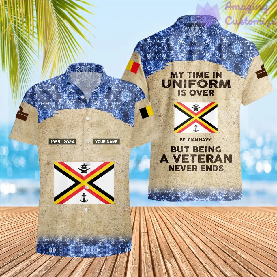 Personalized Belgium Soldier/Veteran Camo with Name, Year and Rank Hawaii Shirt All Over Printed - 17200512