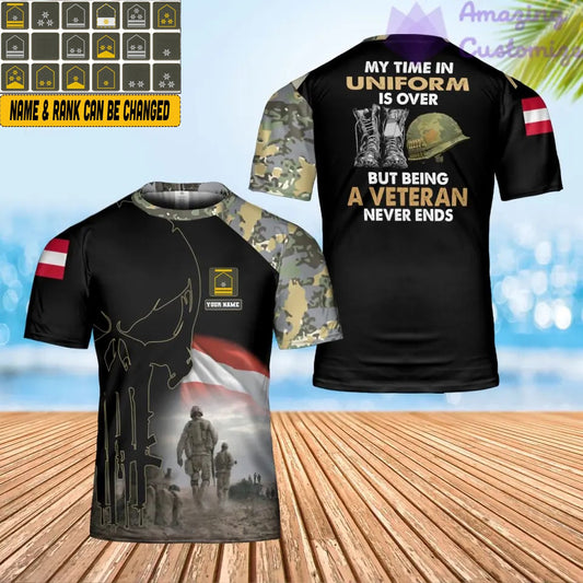 Personalisiertes Österreichisches Soldaten/Veteranen-Tarn-T-Shirt mit Namen und Rang, 3D-Druck – 2001240003