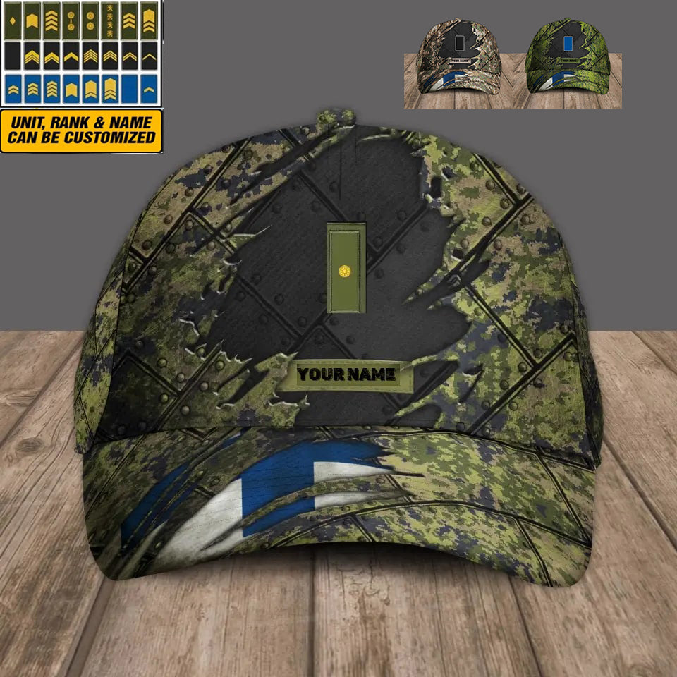 Personalized Rank And Name Finland Soldier/Veterans Camo Baseball Cap - 1705230001 - D04