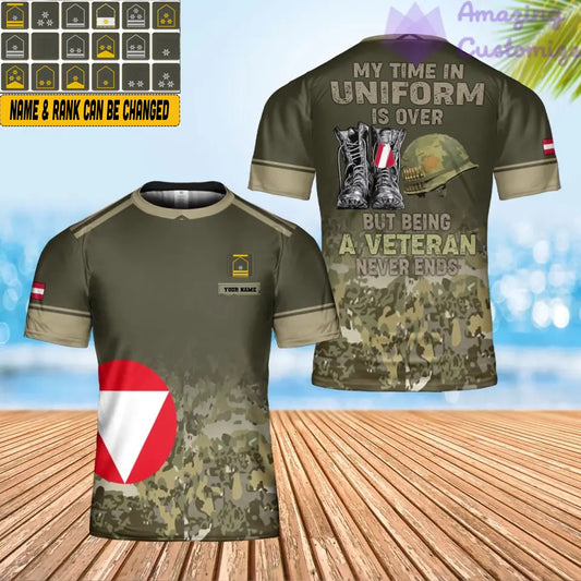 Personalisiertes Österreichisches Soldaten/Veteranen-Tarn-T-Shirt mit Namen und Rang, 3D-Druck – 2001240002