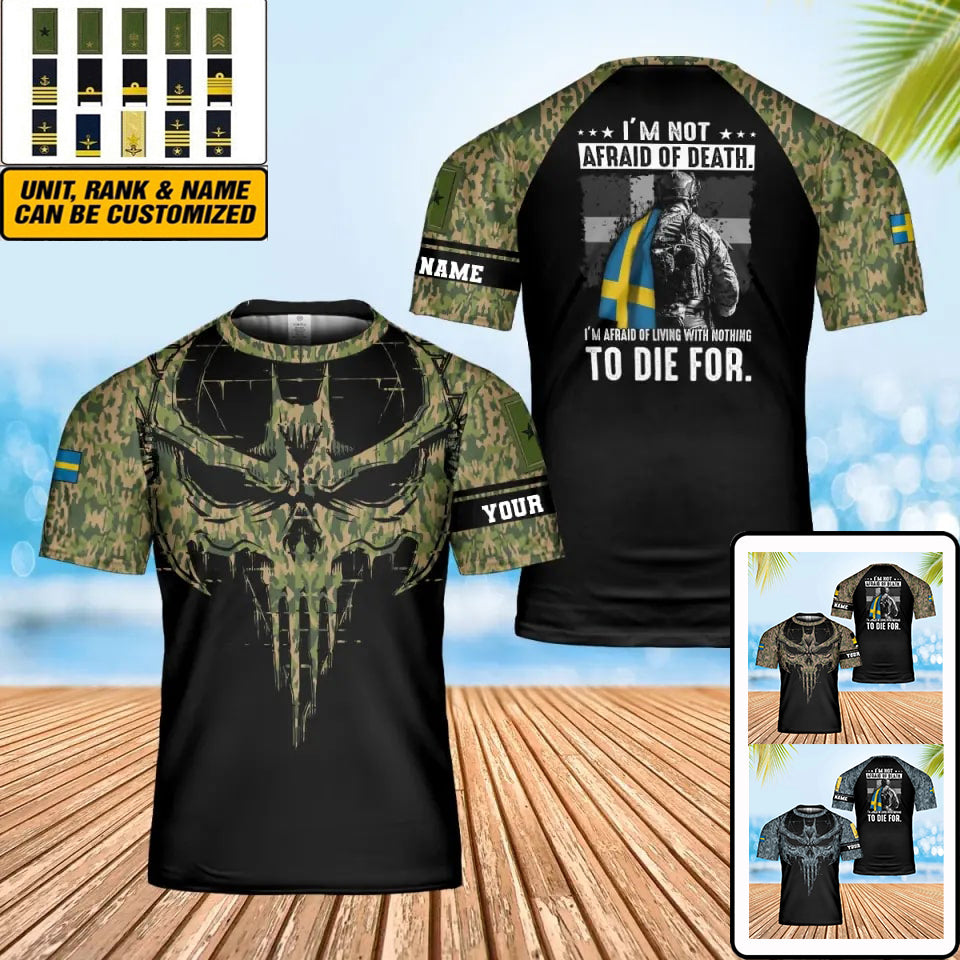 Personalisiertes T-Shirt mit schwedischem Soldaten-/Veteranen-Tarnmuster mit Namen und Rang, 3D-Druck – 0402240003