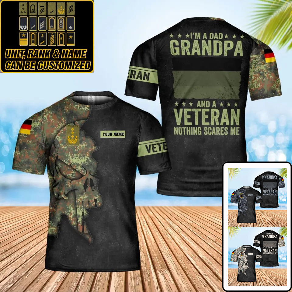 Personalisiertes T-Shirt mit Camouflage-Muster für deutsche Soldaten/Veteranen mit Namen und Rang, 3D-Druck – 0402240005