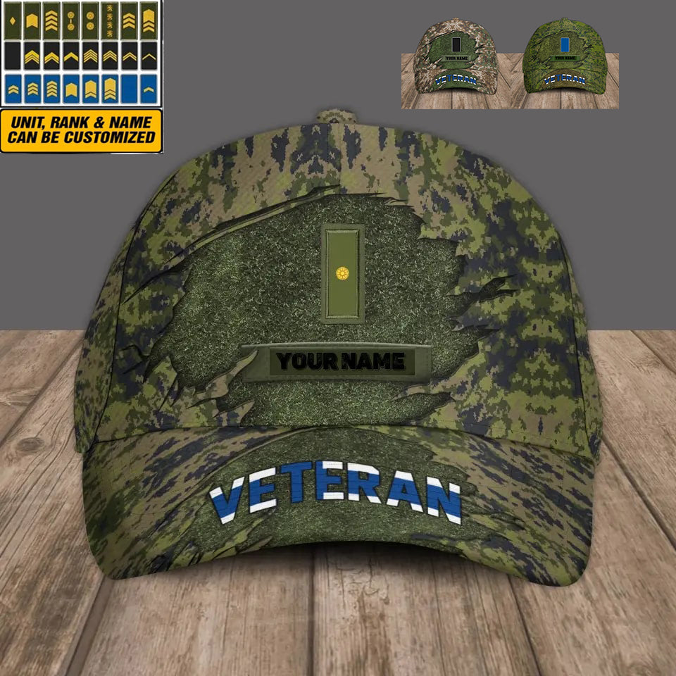 Casquette de baseball camouflage personnalisée avec rang et nom pour soldat/vétéran finlandais - 1305230001 - D04