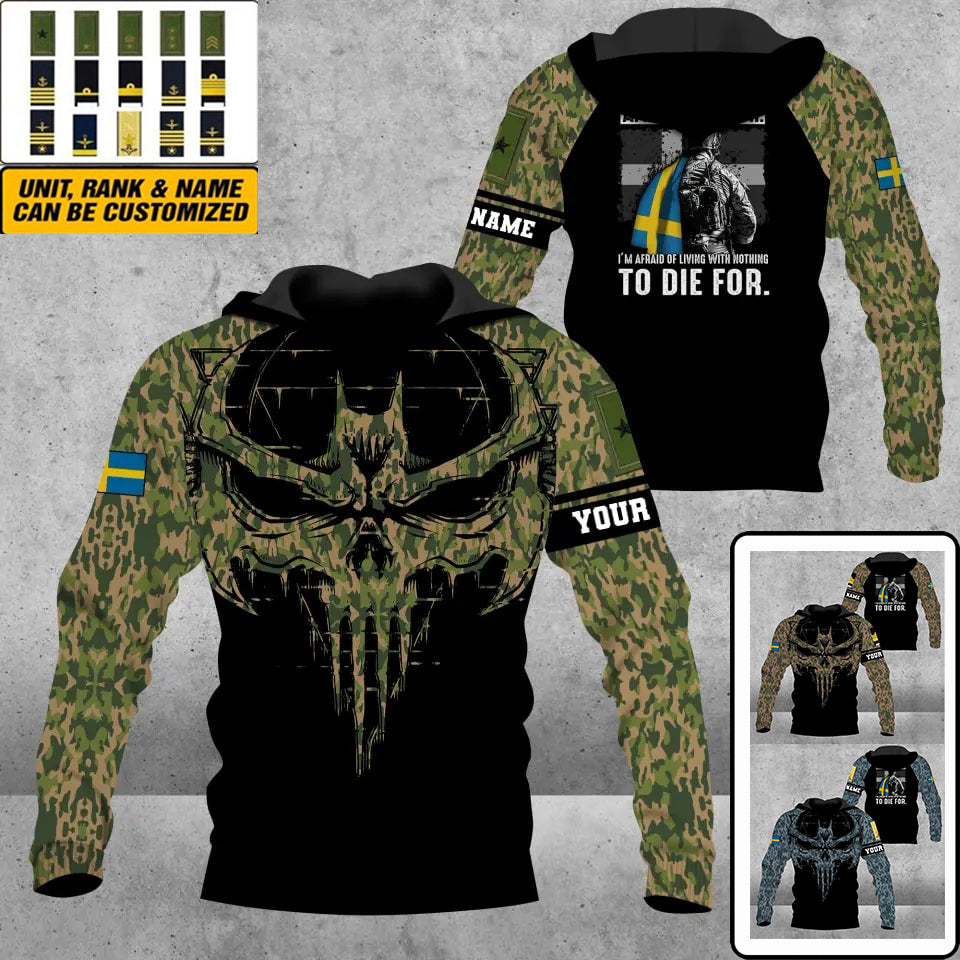 Personalized Sweden Soldier/ Veteran Camo With Name And Rank Hoodie 3D Printed - 16939584