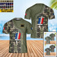 T-shirt personnalisé avec camouflage soldat/vétéran de la France avec nom et grade imprimé en 3D - 0602240001