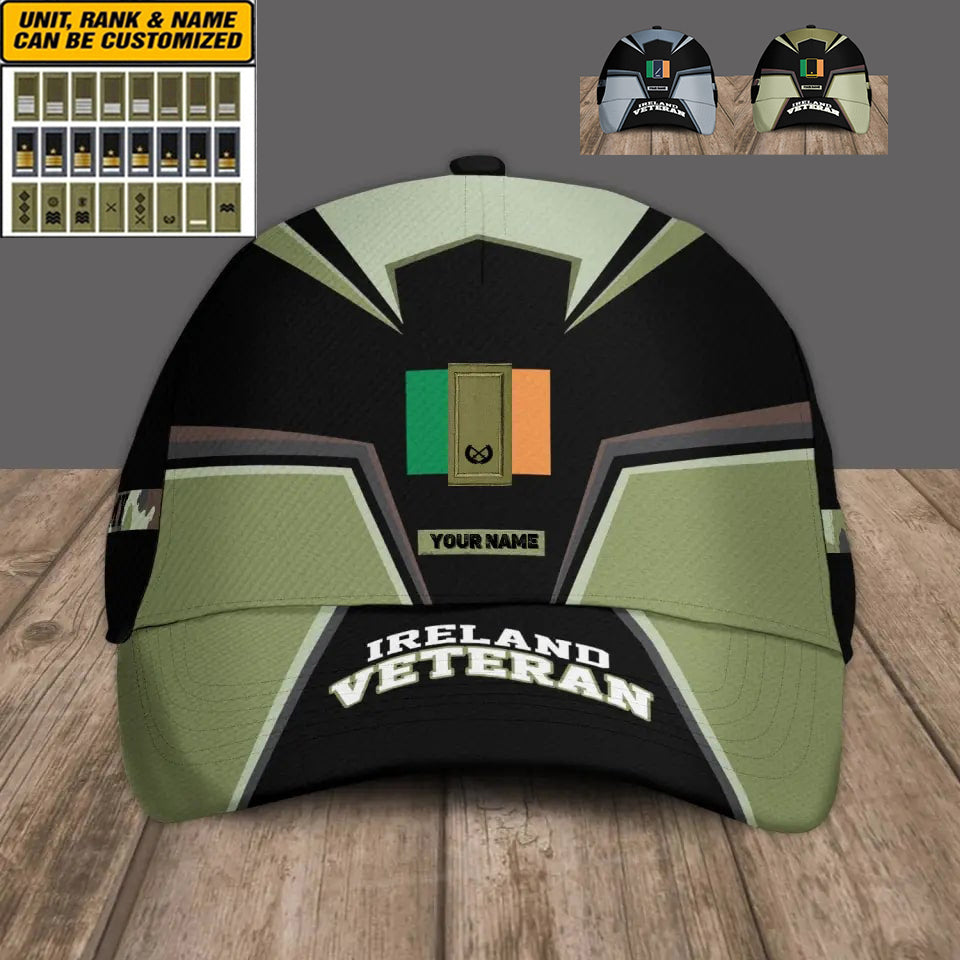 Casquette de baseball camouflage personnalisée avec rang et nom pour soldat/vétéran irlandais - 0606230001