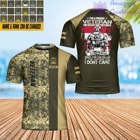 T-shirt personnalisé avec camouflage soldat/vétéran autrichien avec nom et grade imprimé en 3D - 2101240002