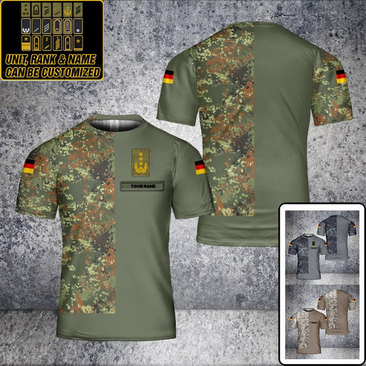 T-shirt personnalisé avec camouflage de soldat/vétéran allemand avec nom et grade imprimé en 3D - 2601240001