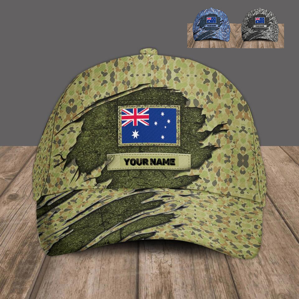 Casquette de baseball camouflage personnalisée avec rang et nom pour soldat/vétéran australien - 1679875203