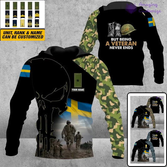 Personalized Sweden Soldier/ Veteran Camo With Name And Rank Hoodie 3D Printed - 16892928