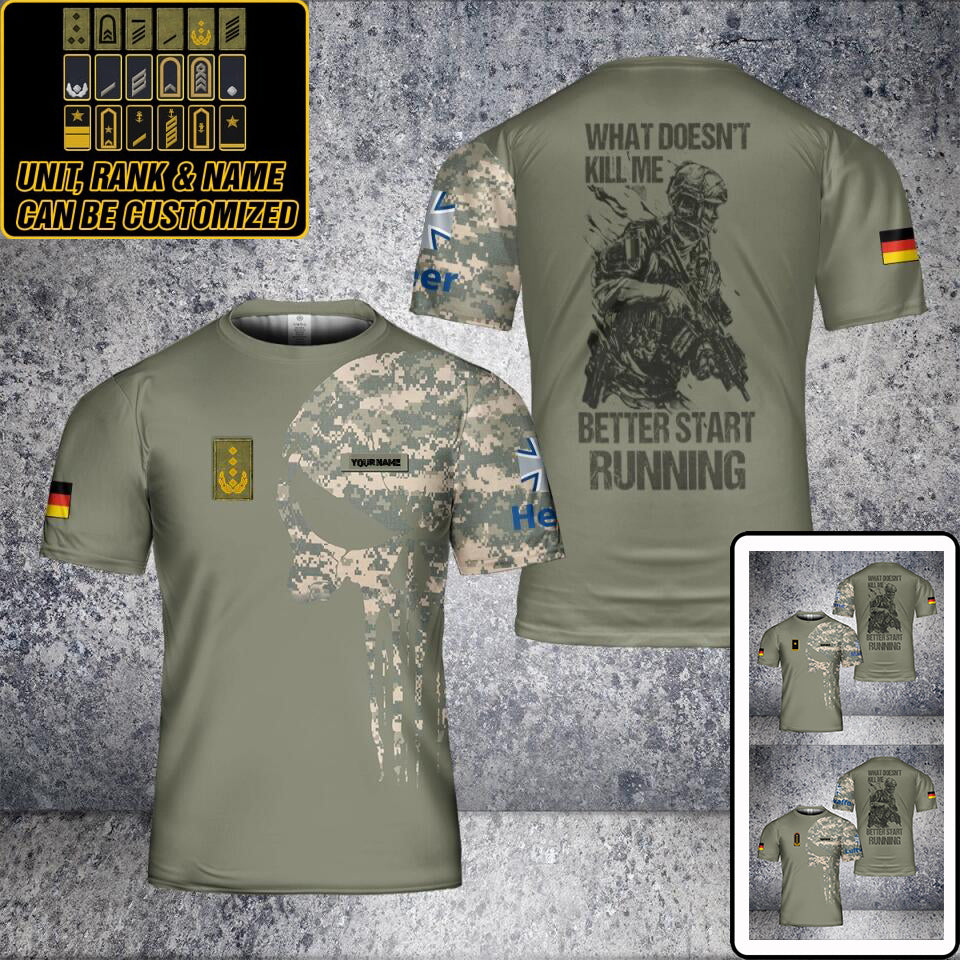 T-shirt personnalisé avec camouflage de soldat/vétéran allemand avec nom et grade imprimé en 3D - 0502240005